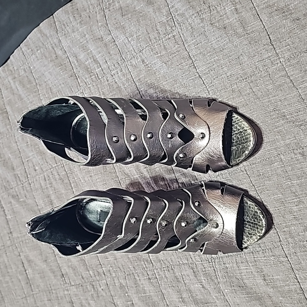 WHBM Silver Cage Heels